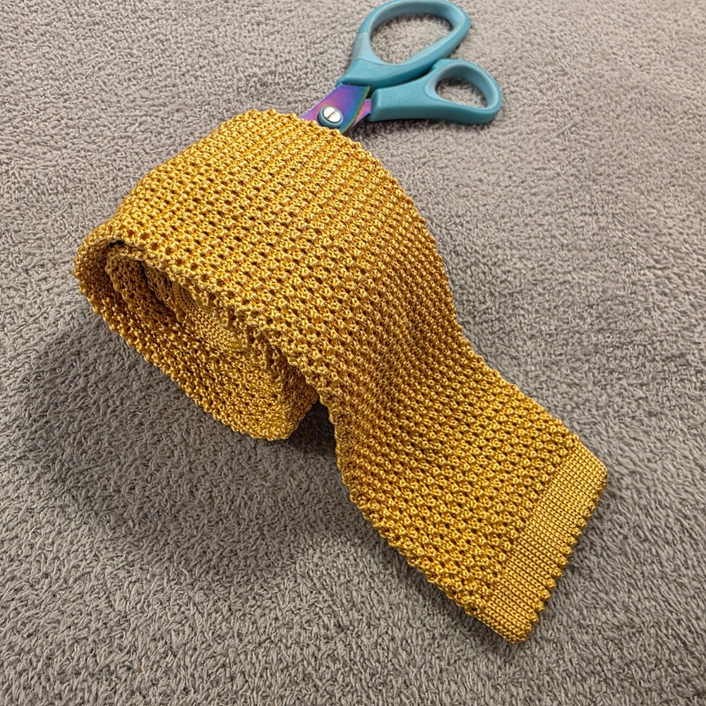 Polo Ralph Lauren Tie Mens Gold Knit Silk Made in Italy Preppy Ivy League